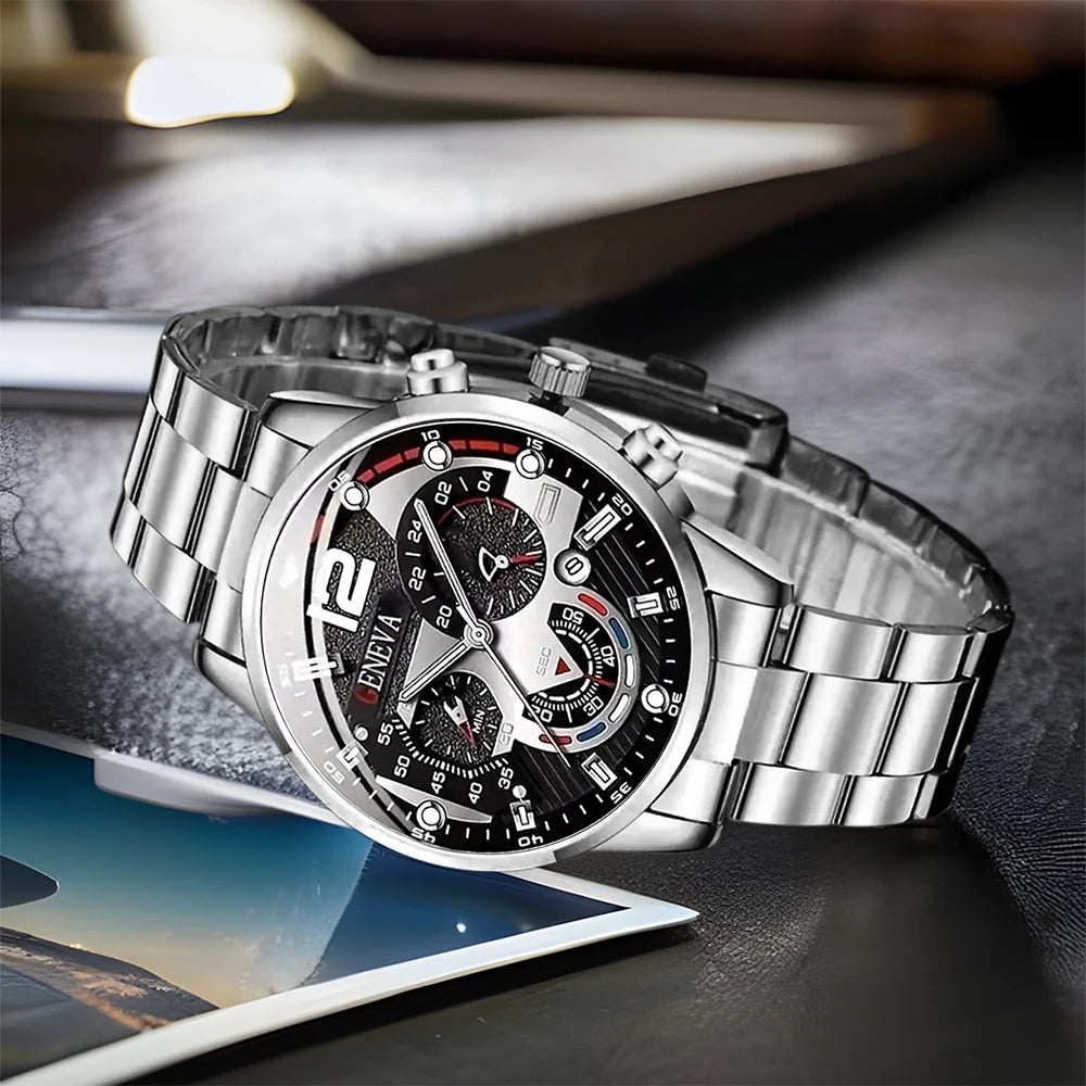 Modern Gentleman 4Pcs Set – Watch & Jewelry Gift Box for Him