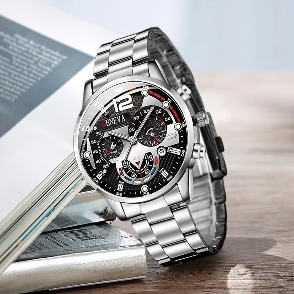 Modern Gentleman 4Pcs Set – Watch & Jewelry Gift Box for Him