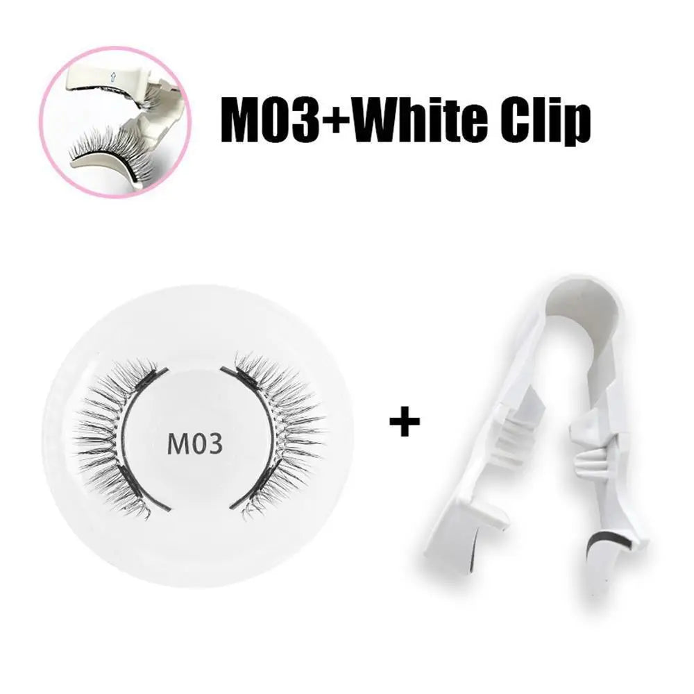 1 Pair Magnetic False Eyelashes with Tweezers – 3D Natural Look, Reusable Magnetic Lash Kit