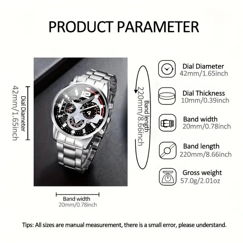 Modern Gentleman 4Pcs Set – Watch & Jewelry Gift Box for Him
